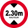 hauteur de passage maximum 2.30m - 20cm - Sticker/autocollant