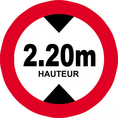 hauteur de passage maximum 2.20m - 20cm - Sticker/autocollant