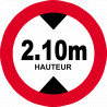 hauteur de passage maximum 2.10m - 20cm - Sticker/autocollant