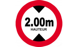 hauteur de passage maximum 2.00m - 20cm - Sticker/autocollant