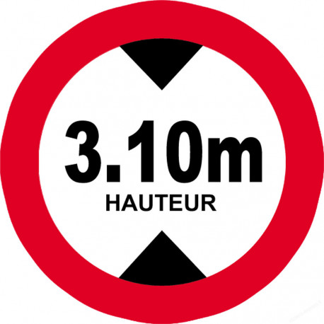 hauteur de passage maximum 3.10m - 15cm - Sticker/autocollant