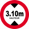 hauteur de passage maximum 3.10m - 15cm - Sticker/autocollant