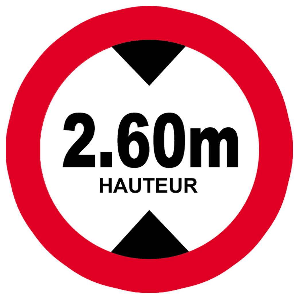 hauteur de passage maximum 2.60m - 15cm - Sticker/autocollant