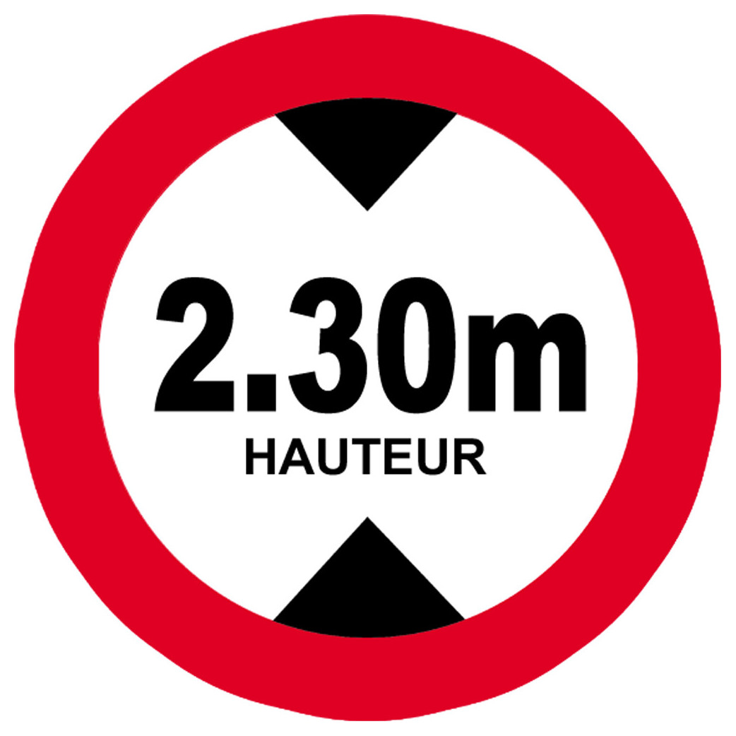 hauteur de passage maximum 2.30m - 15cm - Sticker/autocollant