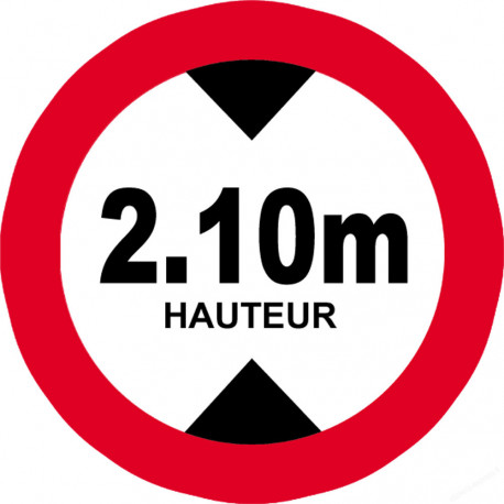 hauteur de passage maximum 2.10m - 10cm - Sticker/autocollant