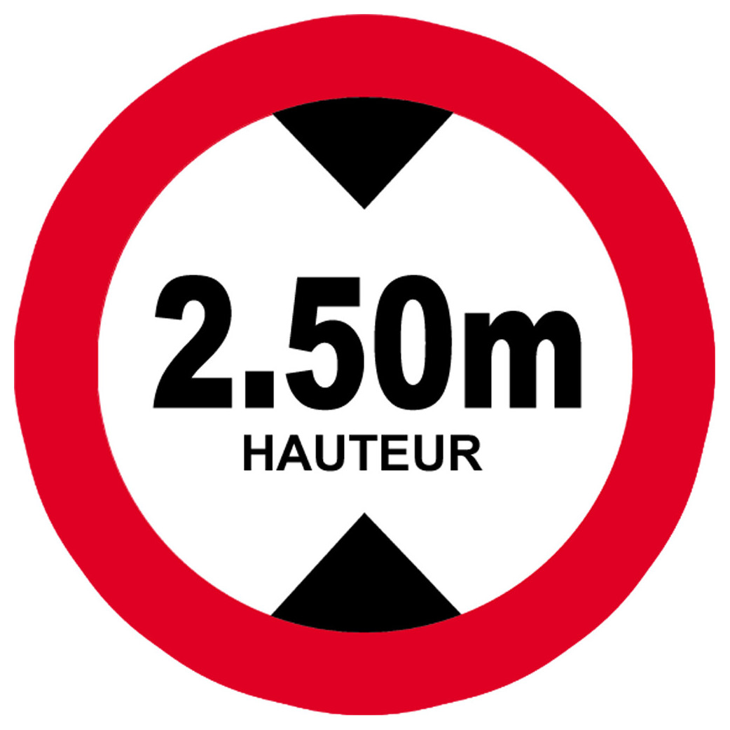 hauteur de passage maximum 2.50m - 10cm - Sticker/autocollant