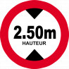 hauteur de passage maximum 2.50m - 10cm - Sticker/autocollant