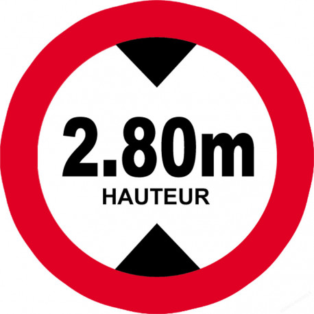 hauteur de passage maximum 2.80m - 10cm - Sticker/autocollant