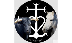 Cheval et Taureau Camarguais - 5cm - Sticker/autocollant