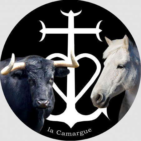 Cheval et Taureau Camarguais - 5cm - Sticker/autocollant