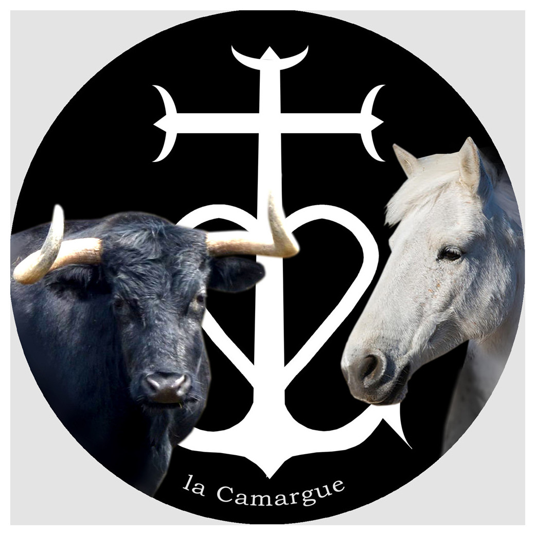 Cheval et Taureau Camarguais - 15cm - Sticker/autocollant