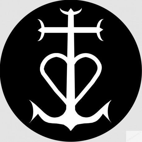 Croix Camarguaise blanc et noir - 5cm - Sticker/autocollant