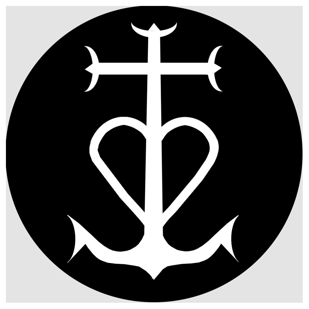 Croix Camarguaise blanc et noir - 10cm - Sticker/autocollant