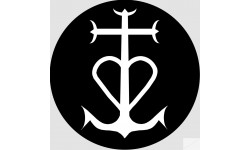 Croix Camarguaise blanc et noir - 15cm - Sticker/autocollant