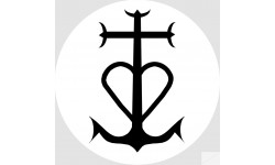 Croix Camarguaise noir et blanc - 10cm - Sticker/autocollant