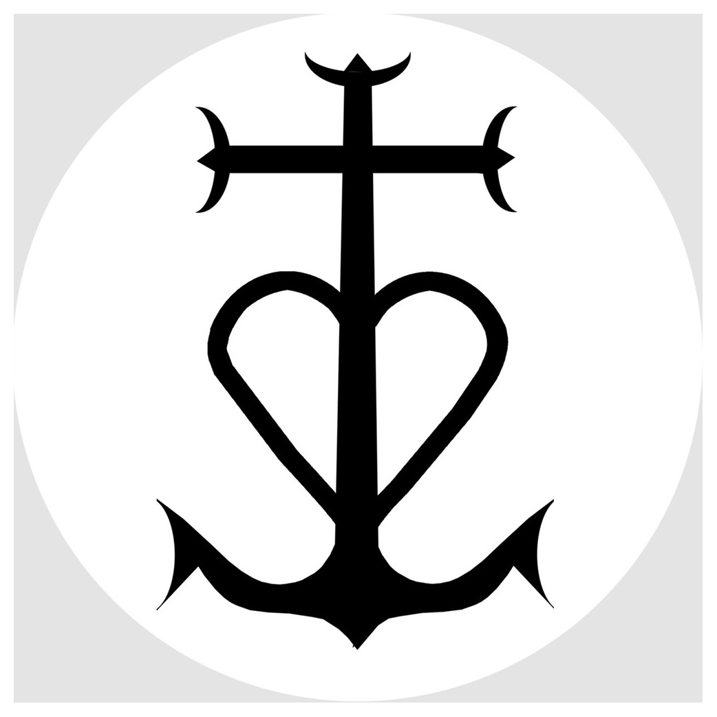 Croix Camarguaise noir et blanc - 15cm - Sticker/autocollant