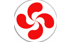 Croix Basque rouge fond blanc - 10cm - Sticker/autocollant