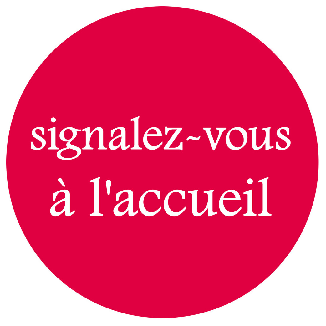 Signalez-vous à l'accueil (10cm) - Sticker/autocollant