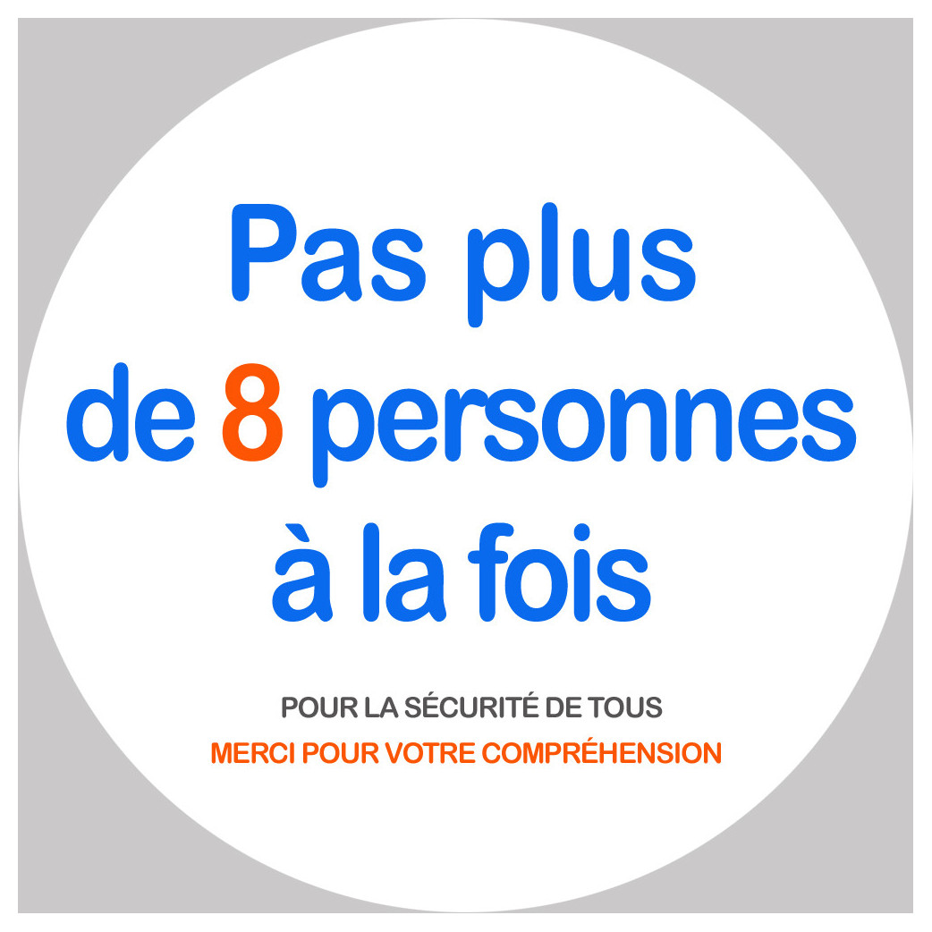 Pas plus de 8 personnes à la fois - 10cm - Sticker/autocollant
