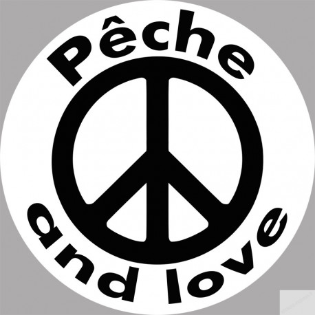 Pêche and love - 15cm - Sticker/autocollant