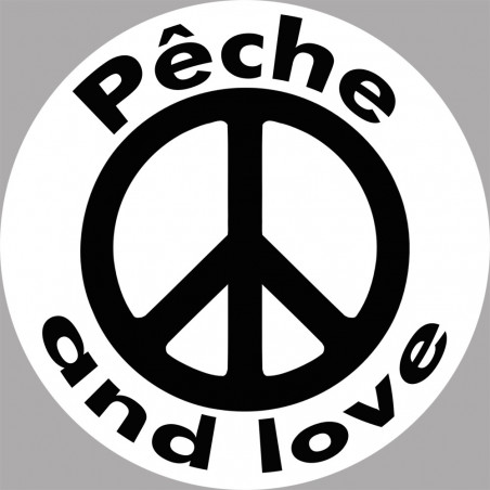 Pêche and love - 15cm - Sticker/autocollant