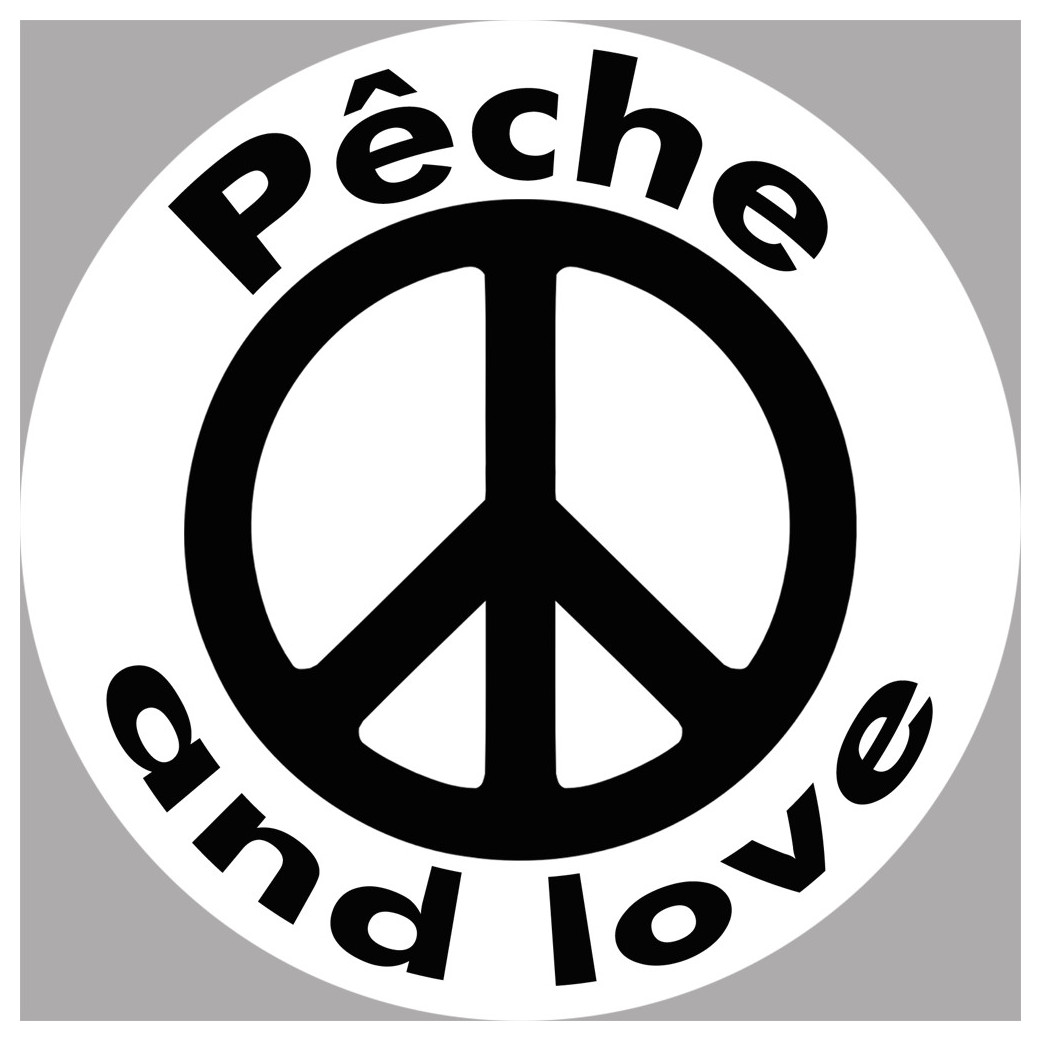 Pêche and love - 5cm - Sticker/autocollant