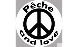 Pêche and love - 5cm - Sticker/autocollant