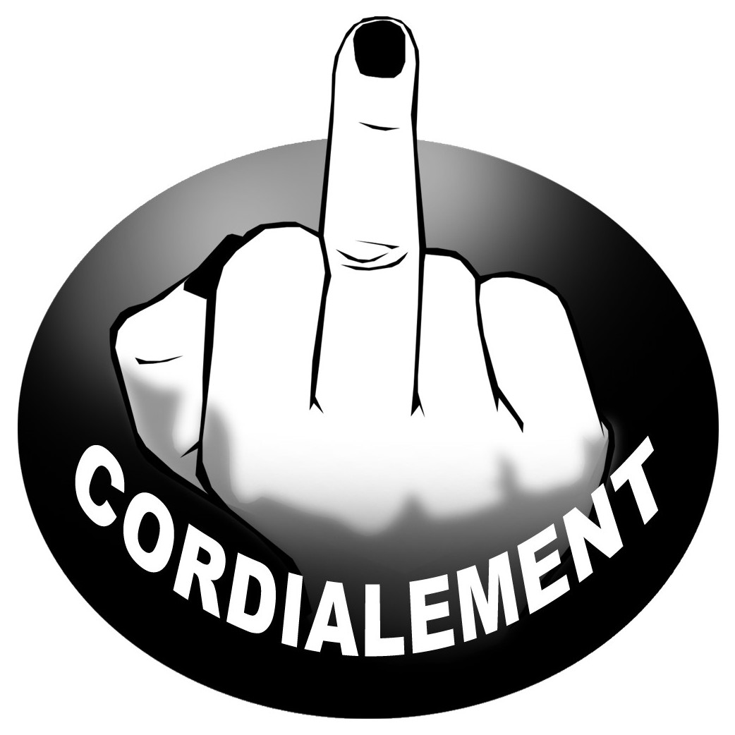 doigt d'honneur cordialement (15cm) - Sticker/autocollant