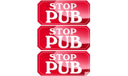 STOP PUB - 3 stickers de 7,5x3,5cm - Sticker/autocollant