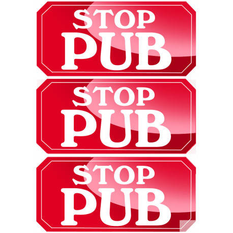 sticker / autocollant :  STOP PUB - 3 stickers de 7,5x3,5cm - Sticker/autocollant