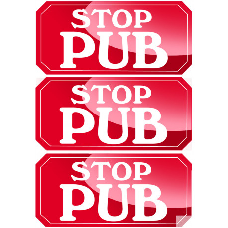 STOP PUB - 3 stickers de 7,5x3,5cm - Sticker/autocollant