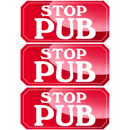 STOP PUB - 3 stickers de 7,5x3,5cm - Sticker/autocollant