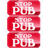 STOP PUB - 3 stickers de 7,5x3,5cm - Sticker/autocollant