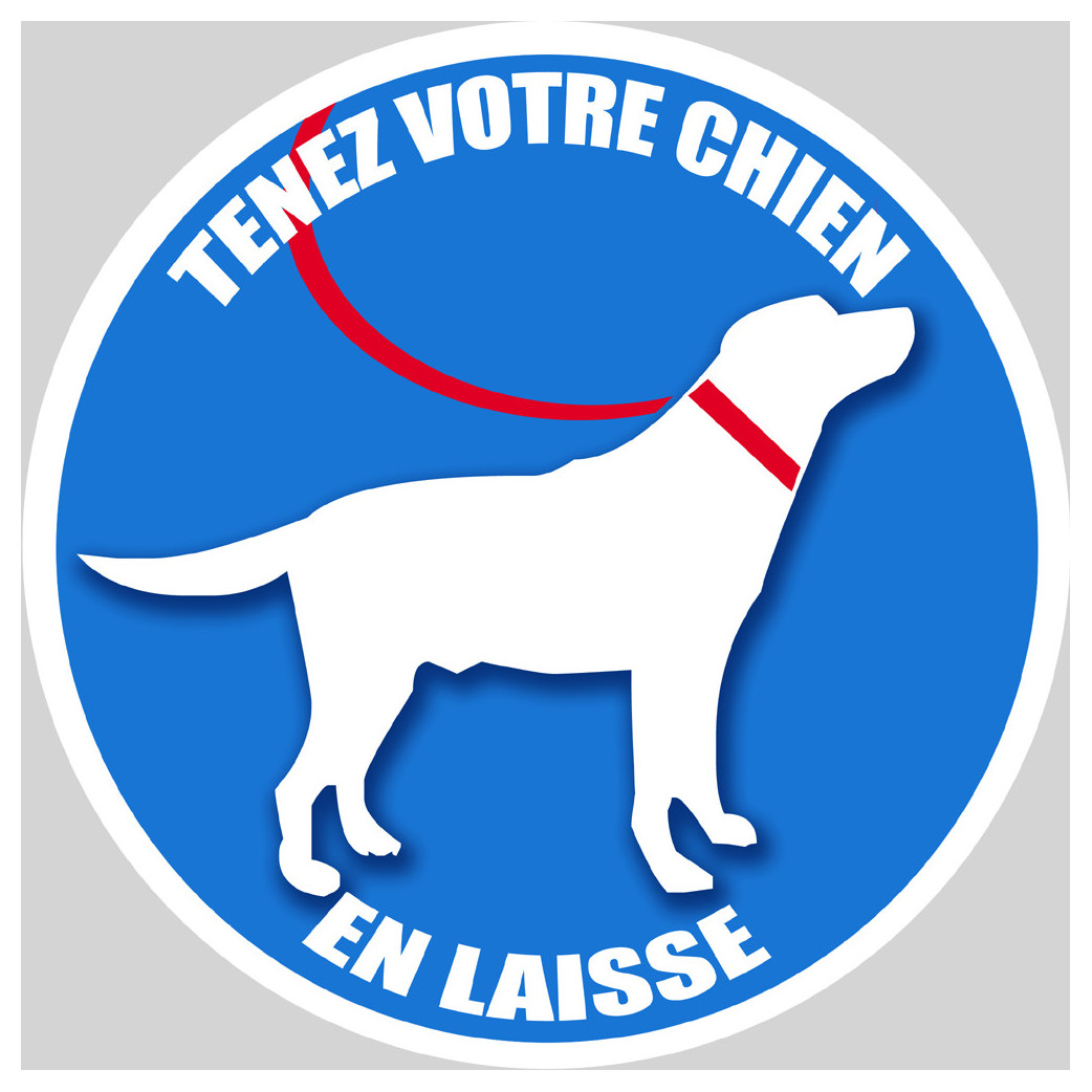 Tenez votre chien en laisse - 15cm - Sticker/autocollant