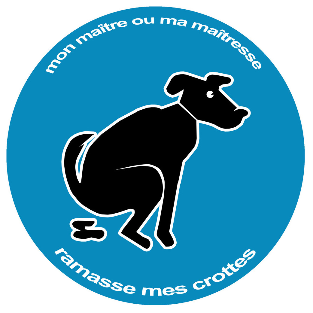 Stop aux crottes de chiens bleu - 15cm - Sticker/autocollant
