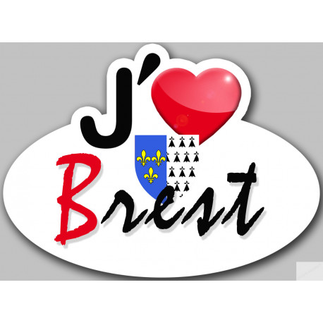 j'aime Brest - 15x11cm - Sticker/autocollant