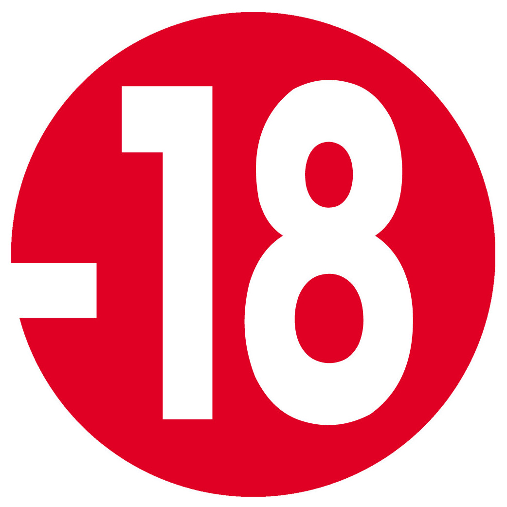 interdit moins 18 ans rouge - 15cm - Sticker/autocollant