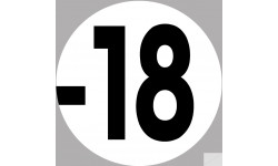 interdit moins 18 ans blanc - 15cm - Sticker/autocollant