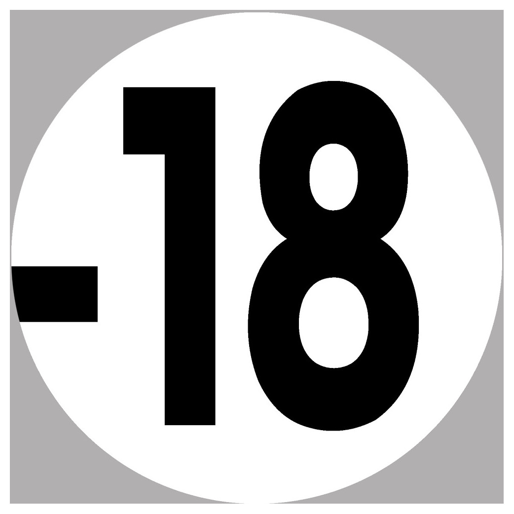 interdit moins 18 ans blanc - 20cm - Sticker/autocollant