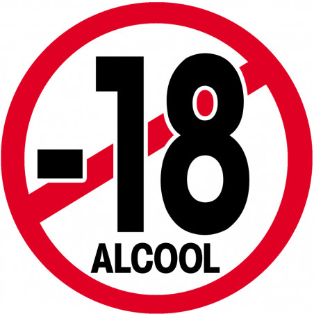 interdit moins 18 ans alcool (5cm) - Sticker / autocollant