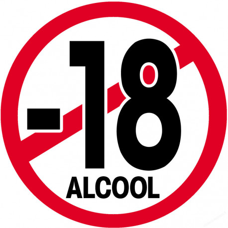 interdit moins 18 ans alcool (10cm) - Sticker/autocollant