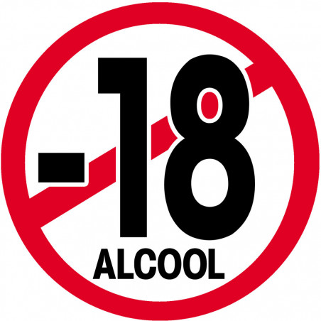 interdit moins 18 ans alcool (15cm) - Sticker/autocollant