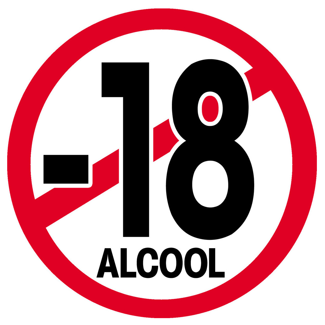 interdit moins 18 ans alcool (20cm) - Sticker/autocollant