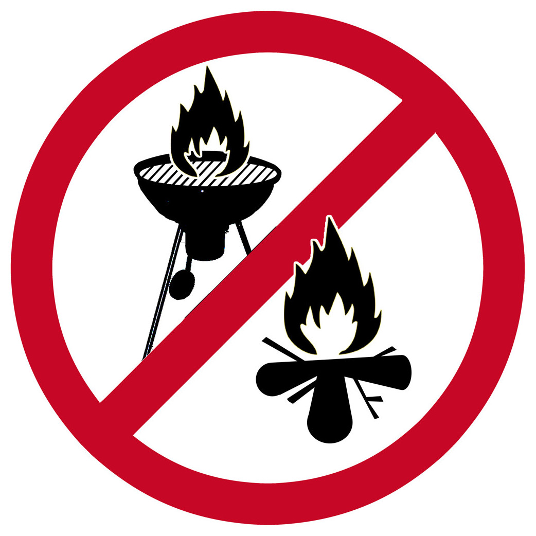 feu et barbecue Interdit - 10cm - Sticker/autocollant