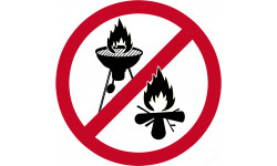 feu et barbecue Interdit - 15cm - Sticker/autocollant