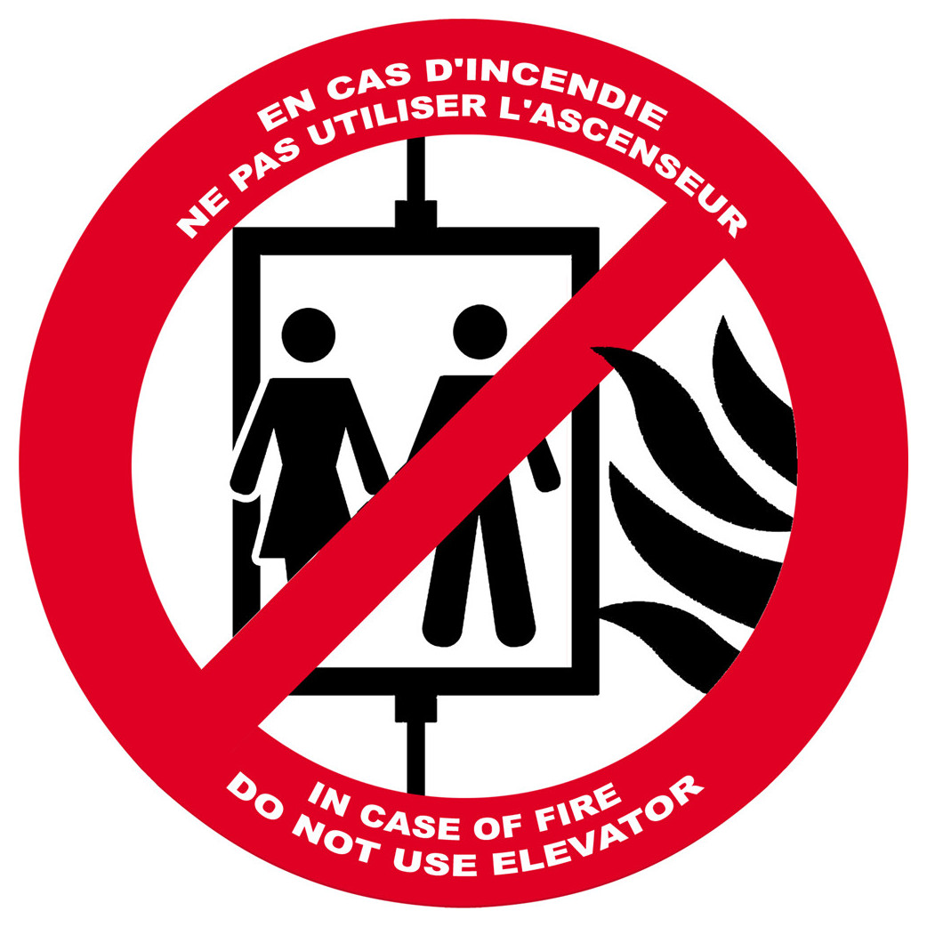 En cas d'incendie ne pas utiliser l'ascenceur - 20cm - Sticker/autocollant