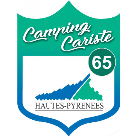 blason camping cariste Hautes Pyrénées 65 - 10x7.5cm - Sticker/autocollant