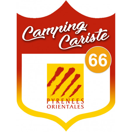 blason camping cariste Pyrénées Orientales 66 - 15x11.2cm - Sticker/autocollant
