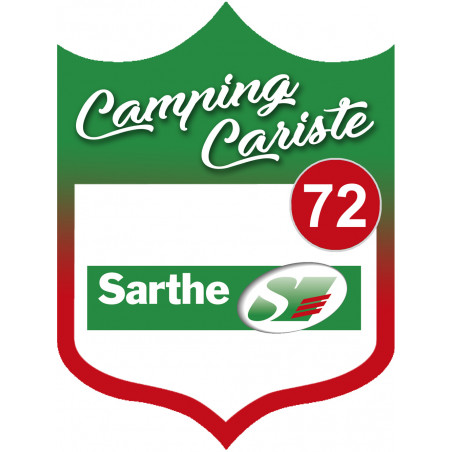 blason camping cariste Sarthe 72 - 10x7.5cm - Sticker/autocollant