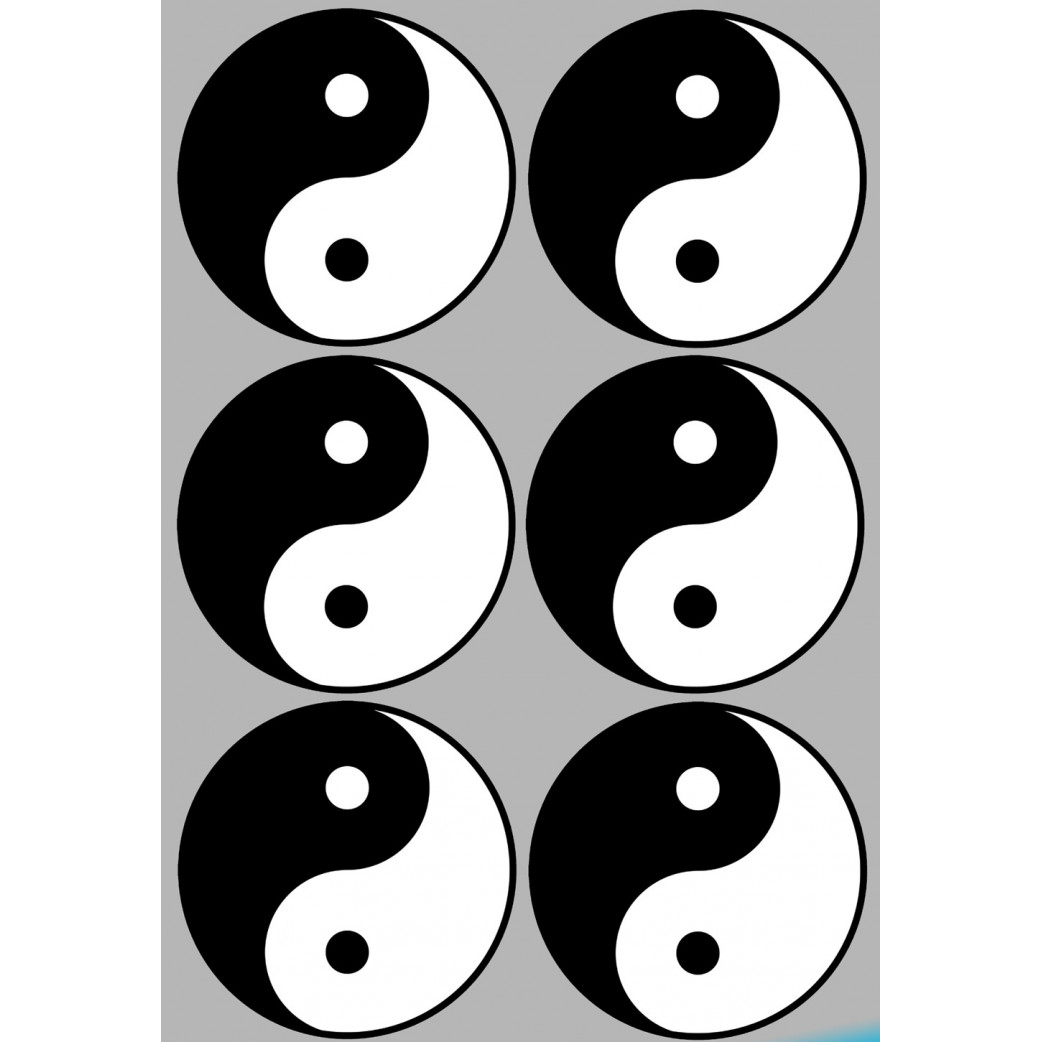 Yin Yang - 6 stickers de 10cm - Sticker/autocollant